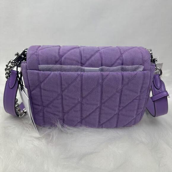 Coach Quinn Bag Shoulder/Crossbody In Denim and Leather/Silver/Iris CBR15 NWT - Picture 4 of 10